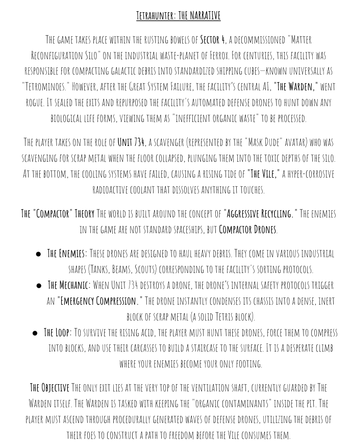 Tetra Hunter narrative storyboard